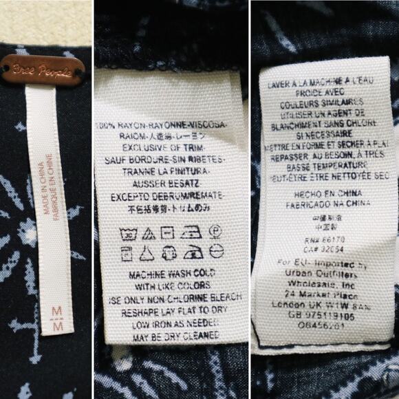 Free People Size M Down By the the Bay Tunic Dress Black Blue White - Picture 12 of 13